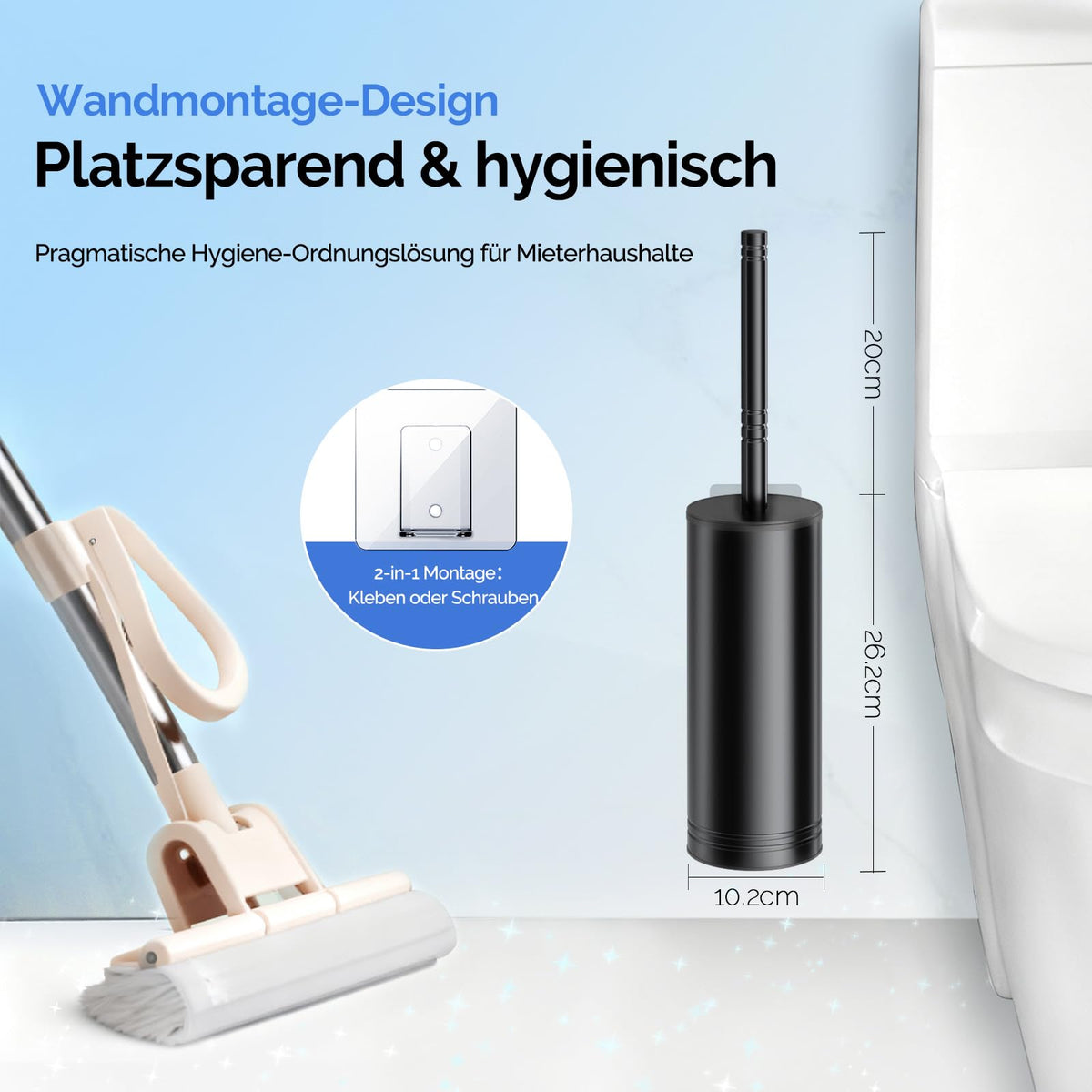 Toilet Brush and Holder Set Wall (2 Count)