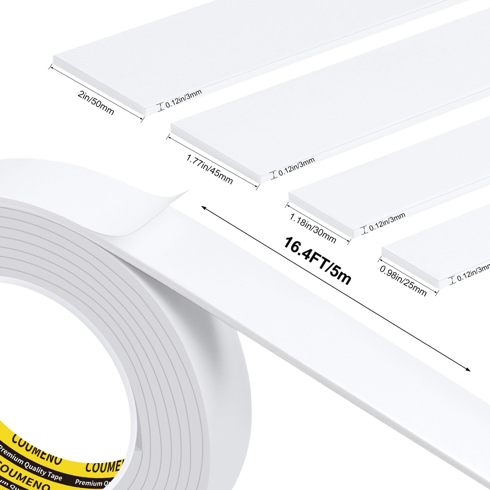 White Foam Tape Weather Stripping Sealing Sponge (16.4 Foot)