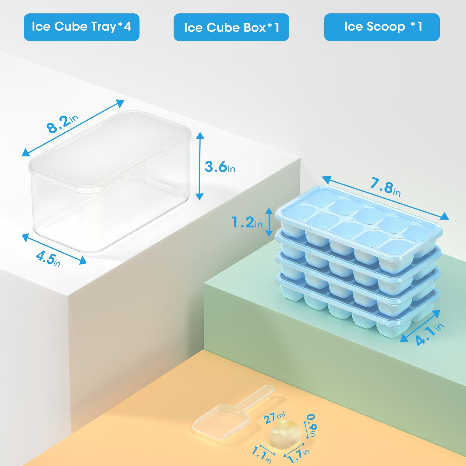 Ice Cube Tray with Lid and Bin (4 Count)