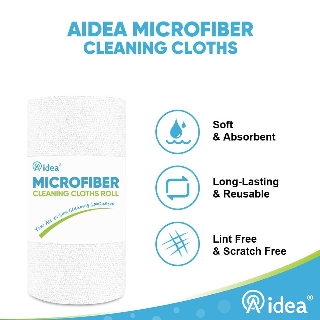 White Microfiber Cleaning Cloth Roll (55 Count) - ModHome Supplies