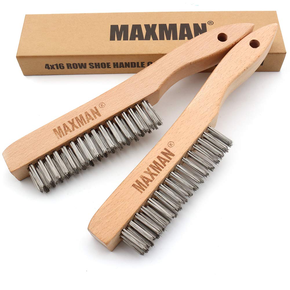Wire Brush Heavy Duty Stainless Steel Wire Brushes for Cleaning Rust (2 Count)