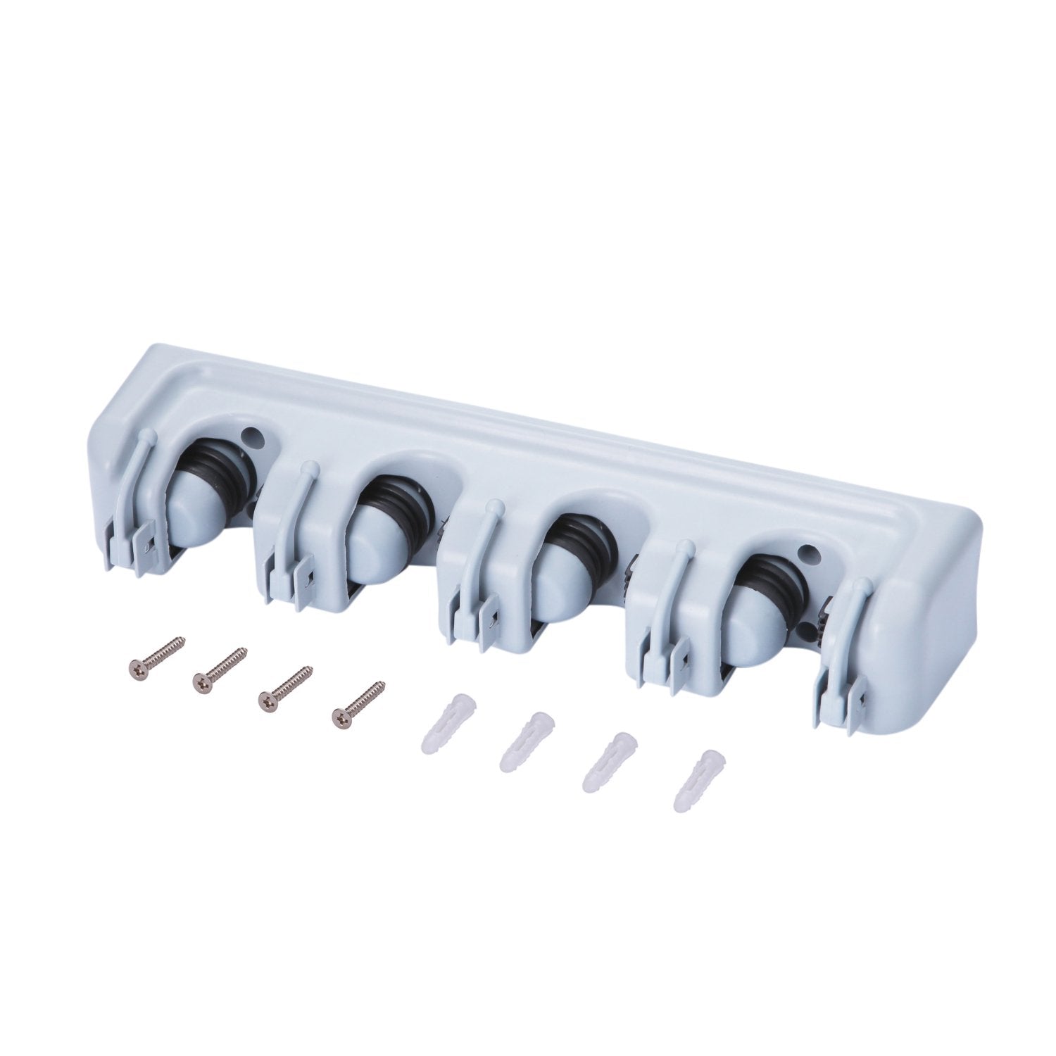 Mop and Broom Holder Wall Mounted 4 Position Storage Rack with 5 Retractable Hooks Holds up to 9 Tools Utility Weatherproof Holder for Garage Storage Systems Broom Organizer