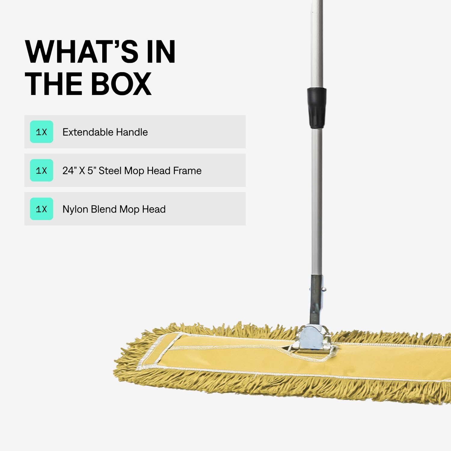 24 Inch Yellow Commercial Dust Mop & Floor Sweeper with Extendable Handle
