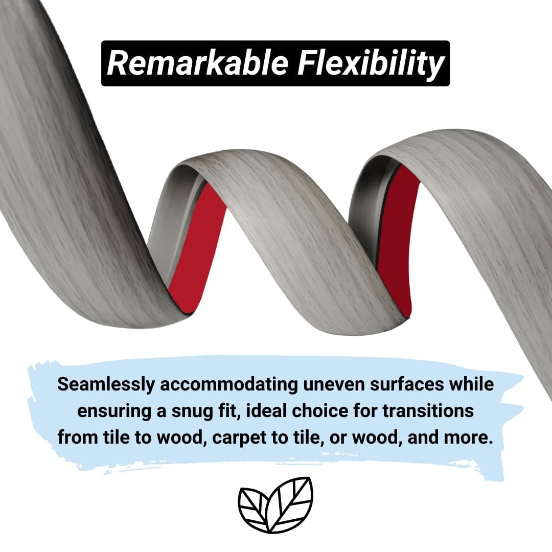 Floor Transition Strip Self Adhesive Carpet Wood Tile Vinyl Flooring Laminate Transition Cover Edge Trim Gap Doorway Threshold for Uneven Floors Heights Within 5 mm