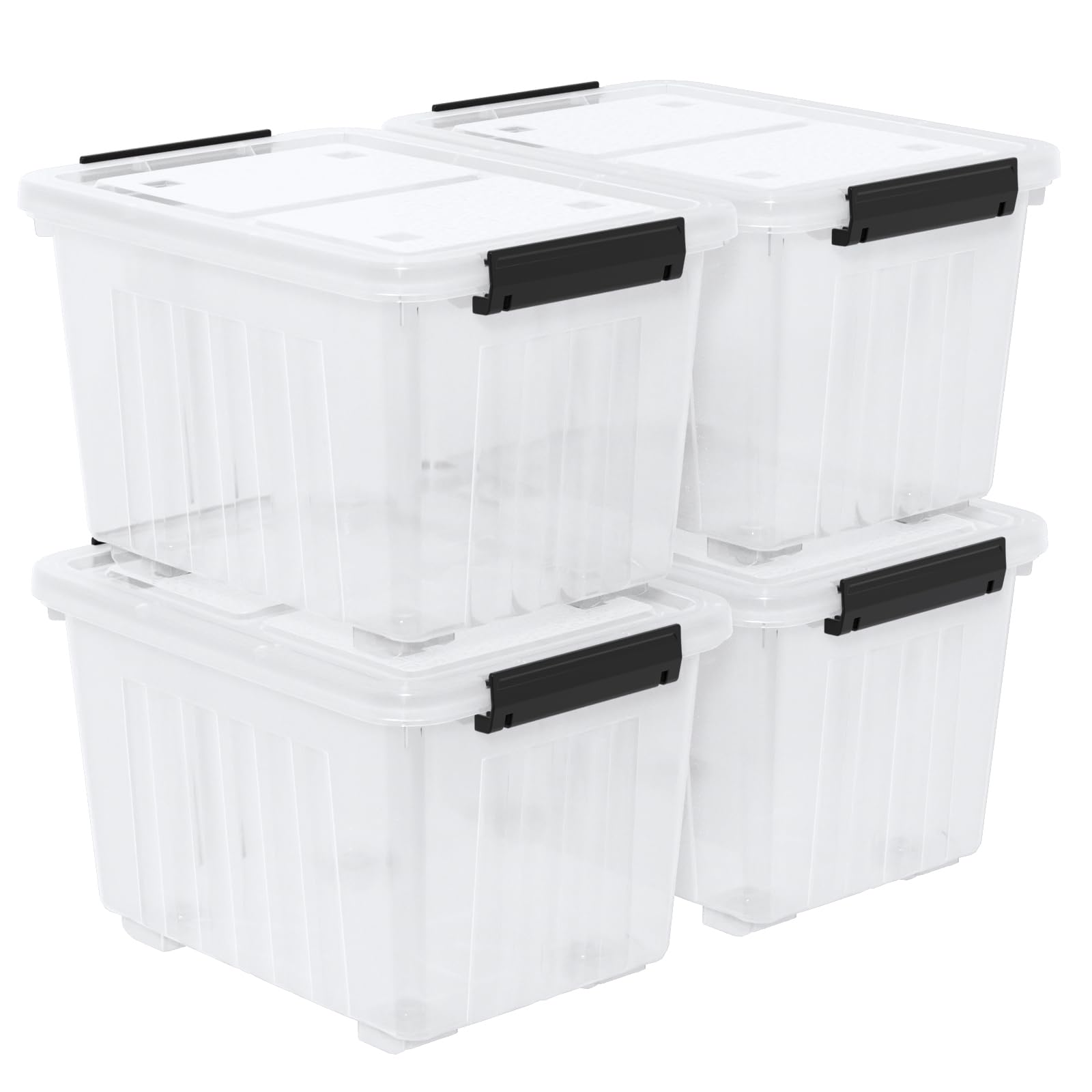 50 Qt Stackable Plastic Storage Bins with Lids (4 Count)