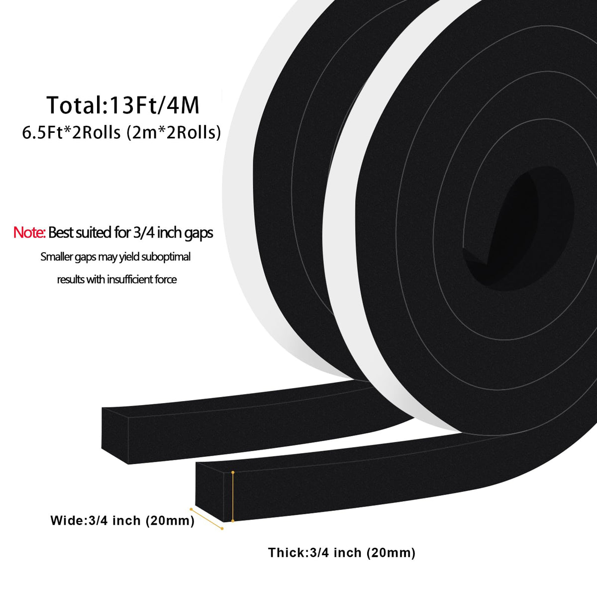 Thick Square Foam Seal Strip (13 Foot)