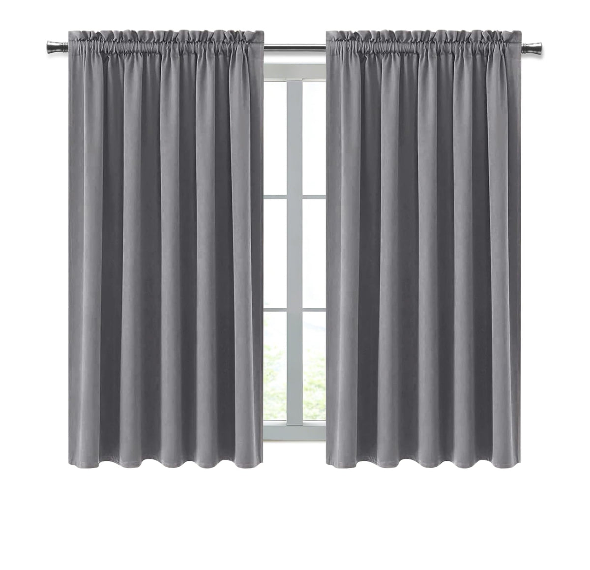 Wide Blackout Curtains for Bedroom Living Room 70 x 72 Inch Long Grey (2 Count)