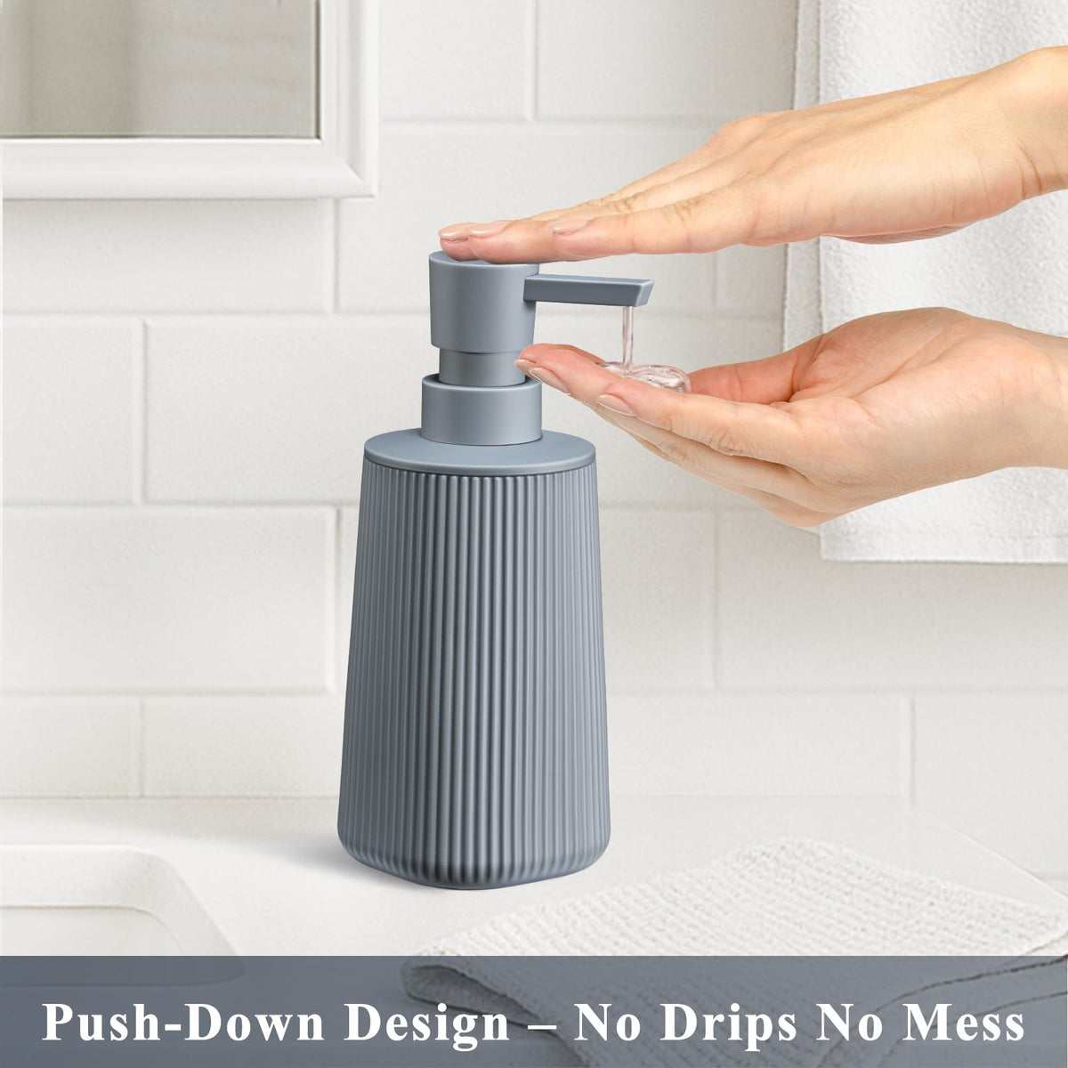Gray Hand Soap Dispenser for Bathroom and Kitchen