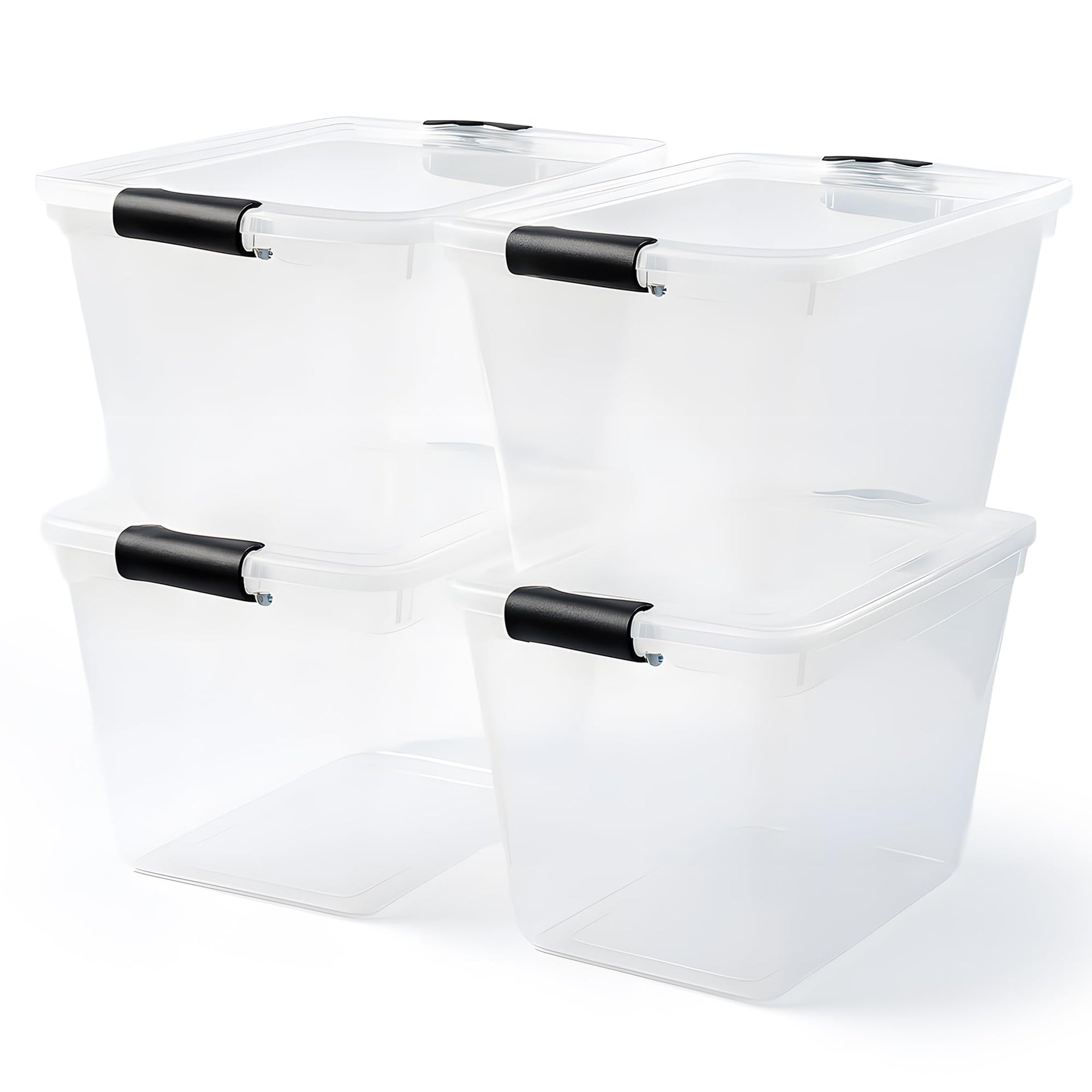 Clear Plastic Storage Bins with Latching Lids (4 Count)