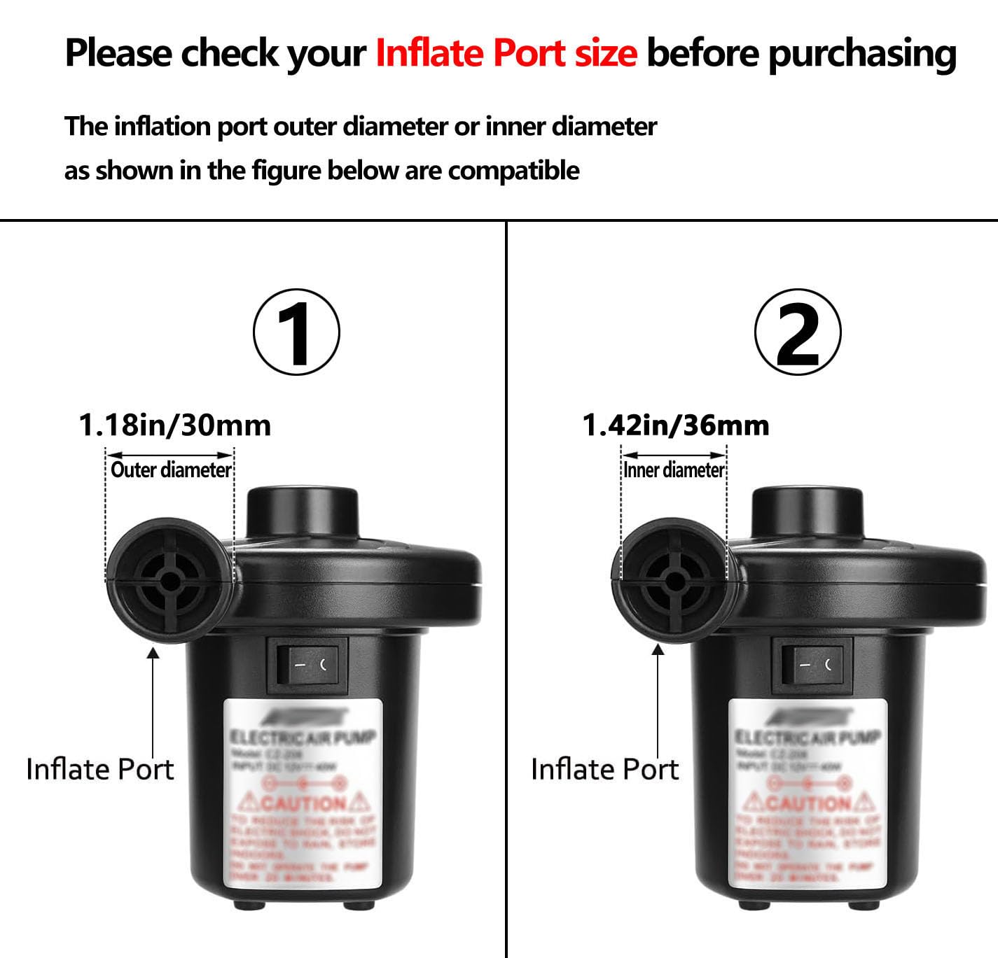 Replacement Nozzles Electric Air Pump 3 Sizes Head Plastic for Partial Bed (3 Count)