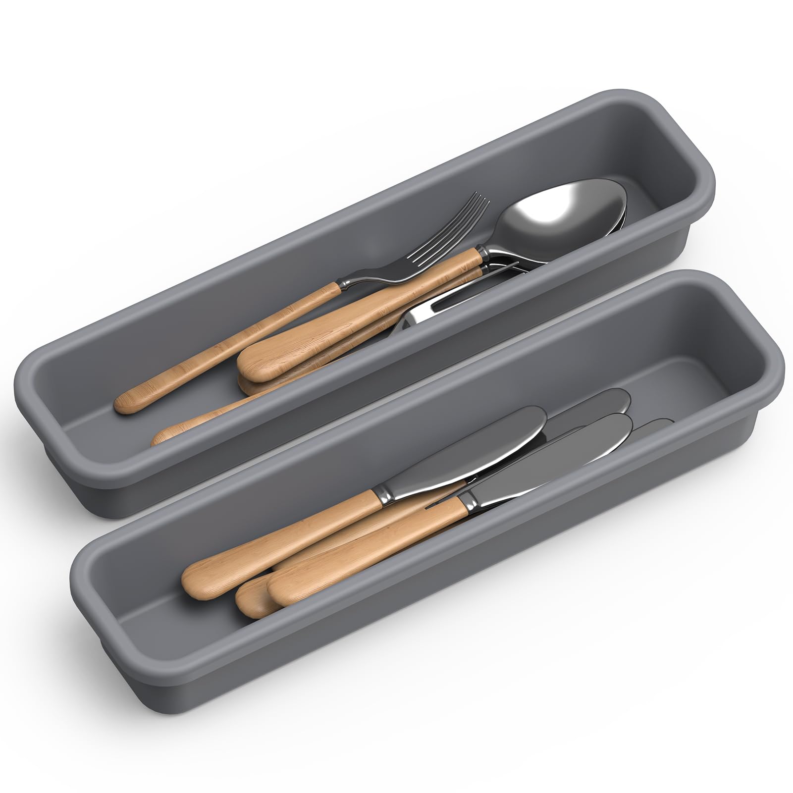 2 Pack Silicone Silverware Drawer Organizer (2 Count)