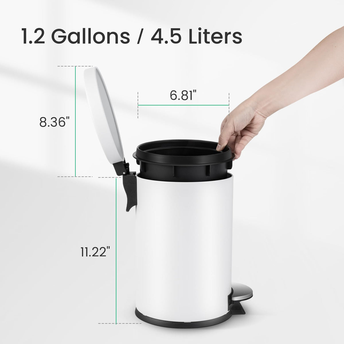 Small Round Bathroom Trash Can with Lid Soft Close
