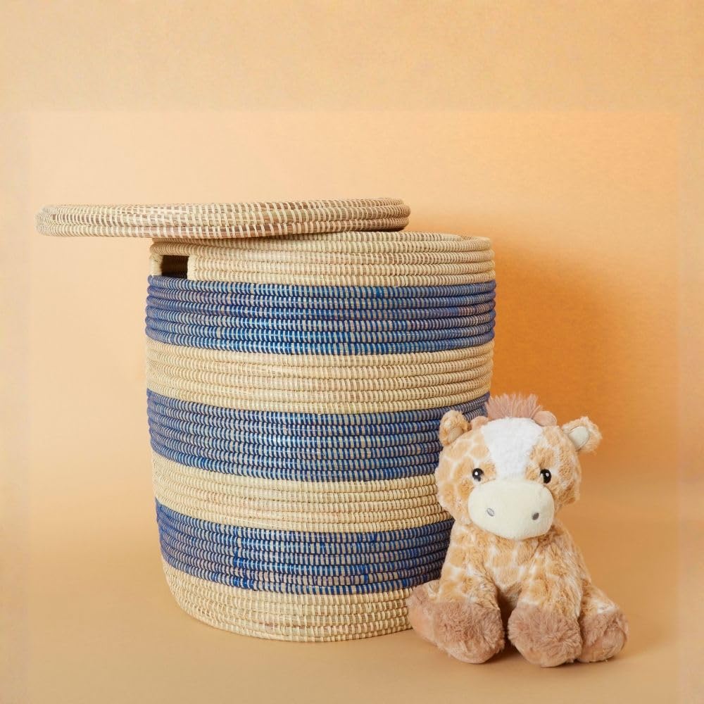 Small Blue Toy Storage Bin with Lid