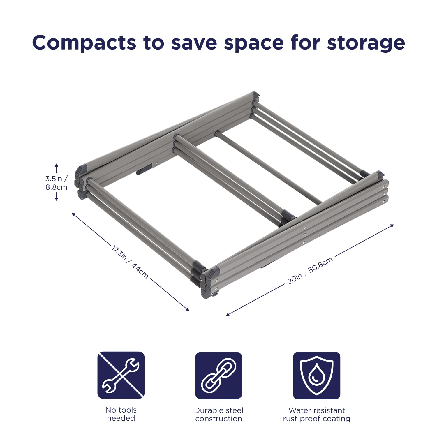 3 Tier Expandable Collapsing Foldable Laundry Rack for Air Drying Clothing