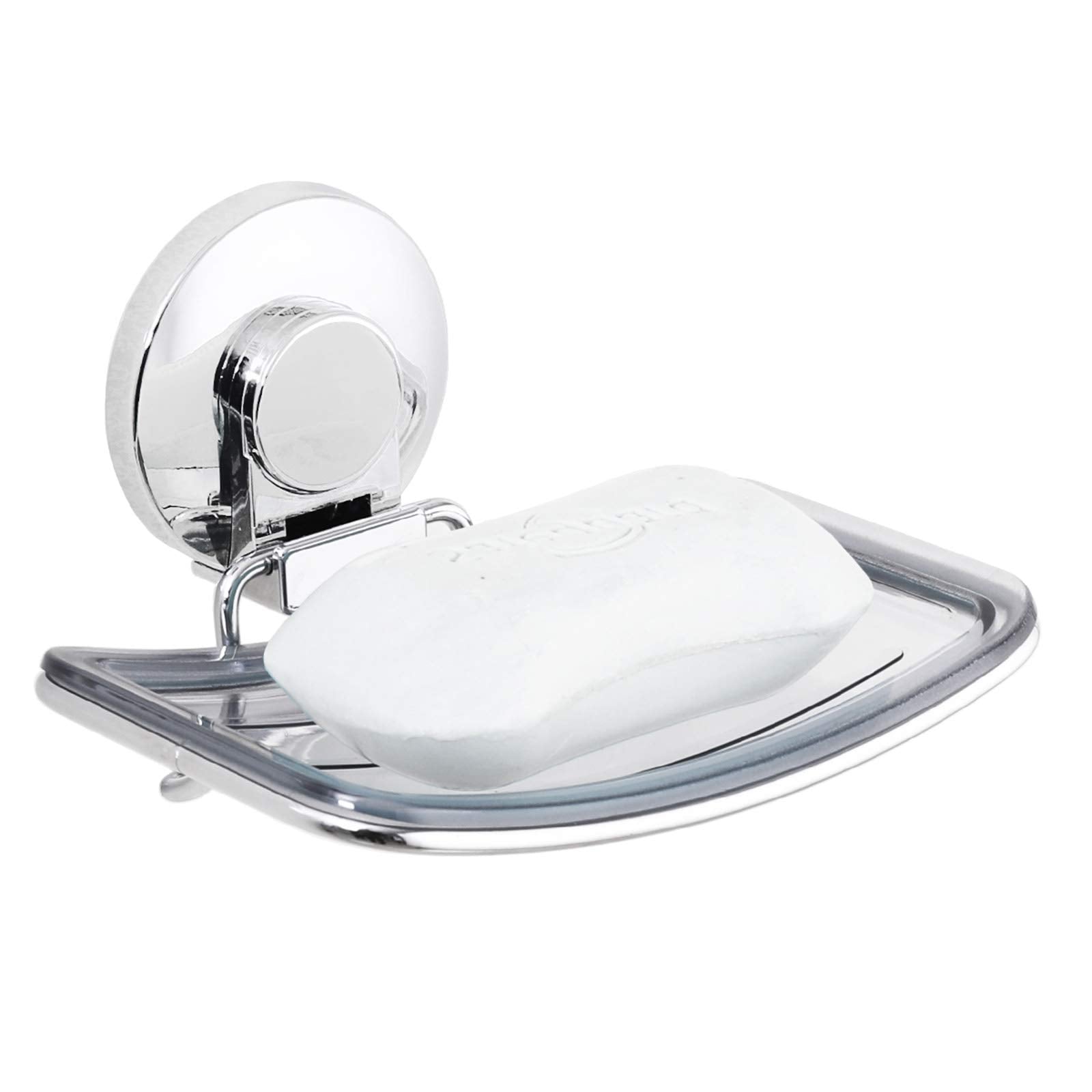 Chrome Suction Cup Soap Dish Holder for Shower Wall Drill