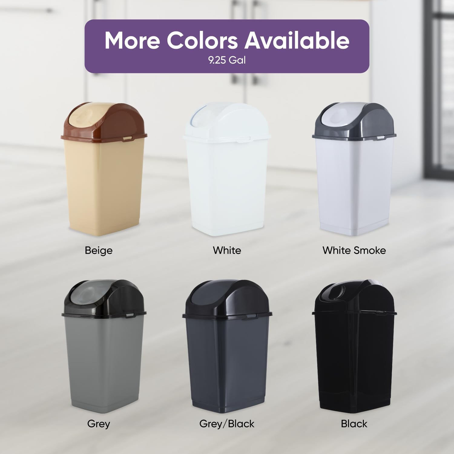 Office Trash Can with Lid 9 Gallon Kitchen Garbage Can Bedroom Waste Basket 37 Qt. Swing Top Trashcan Plastic Durable Waste and Recycle Bin (2 Count)
