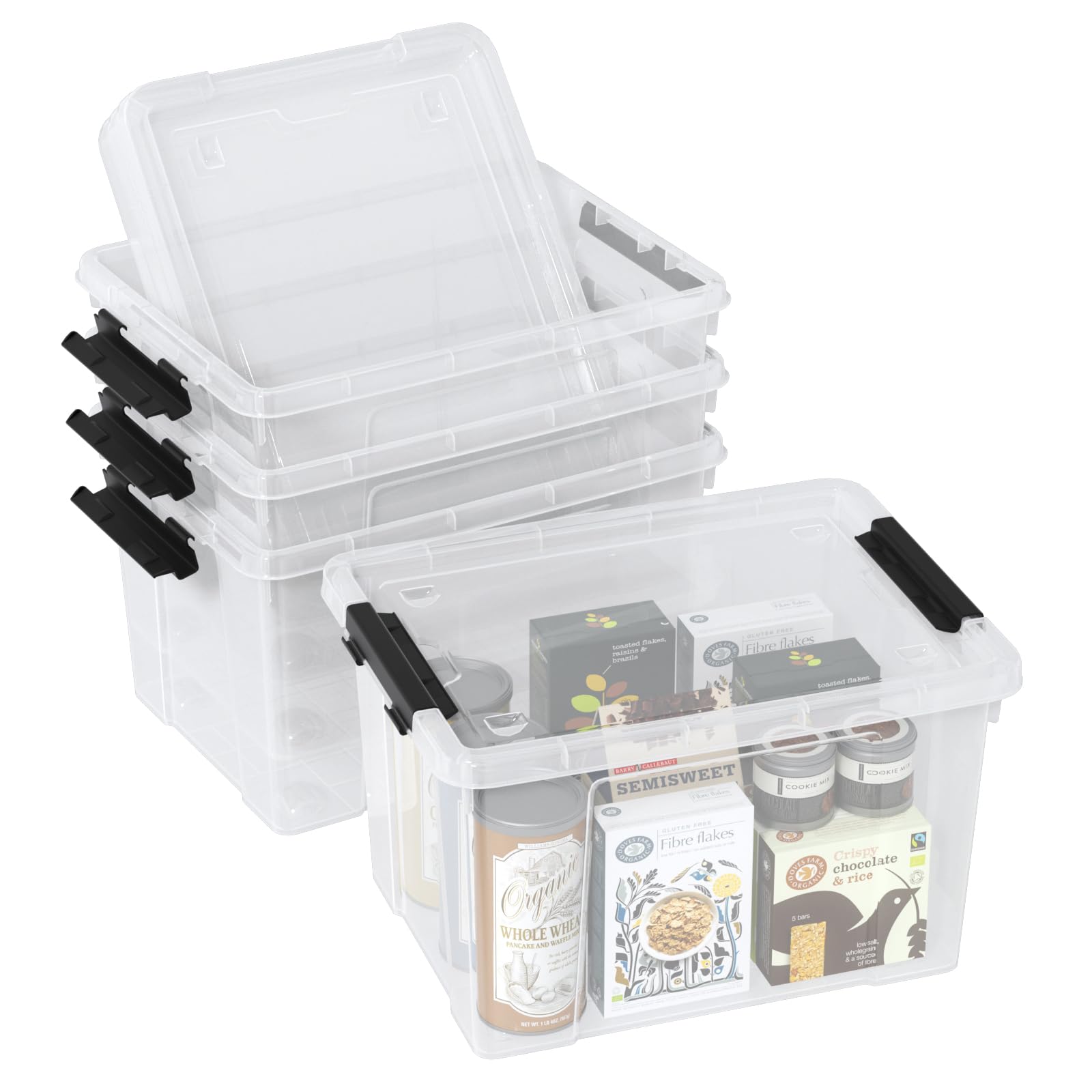 Plastic Storage Bins with Lids (4 Count)