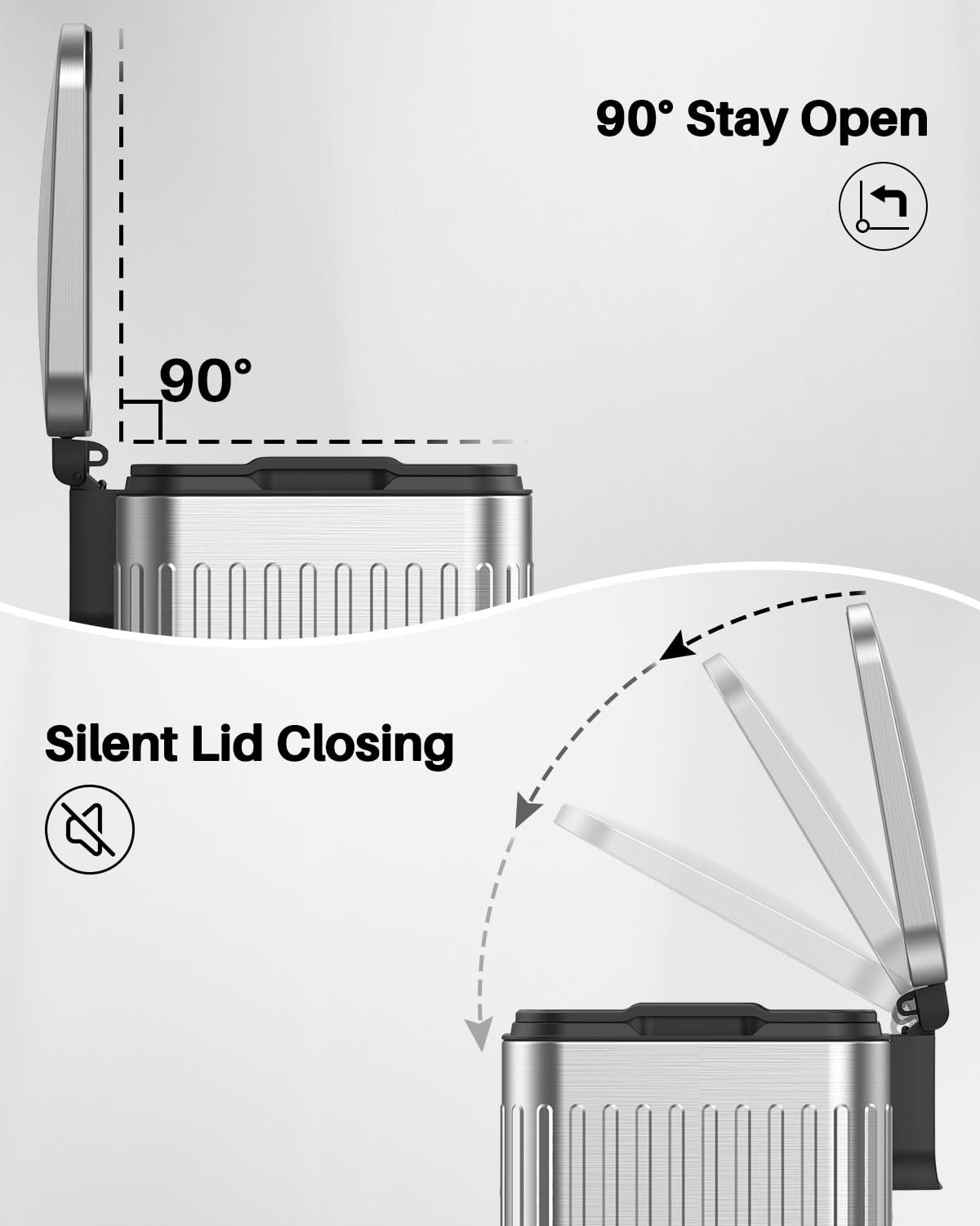 60 Liter 16 Gallon Stainless Steel Trash Can with Soft