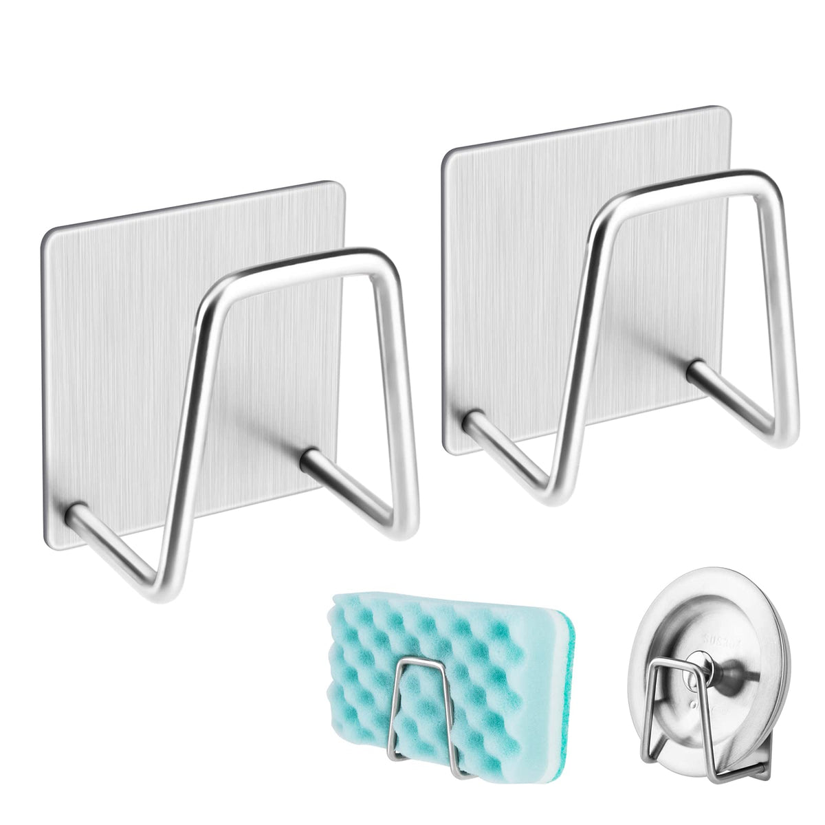 Adhesive Sponge Holder Sink Caddy for Kitchen Accessories (2 Count)