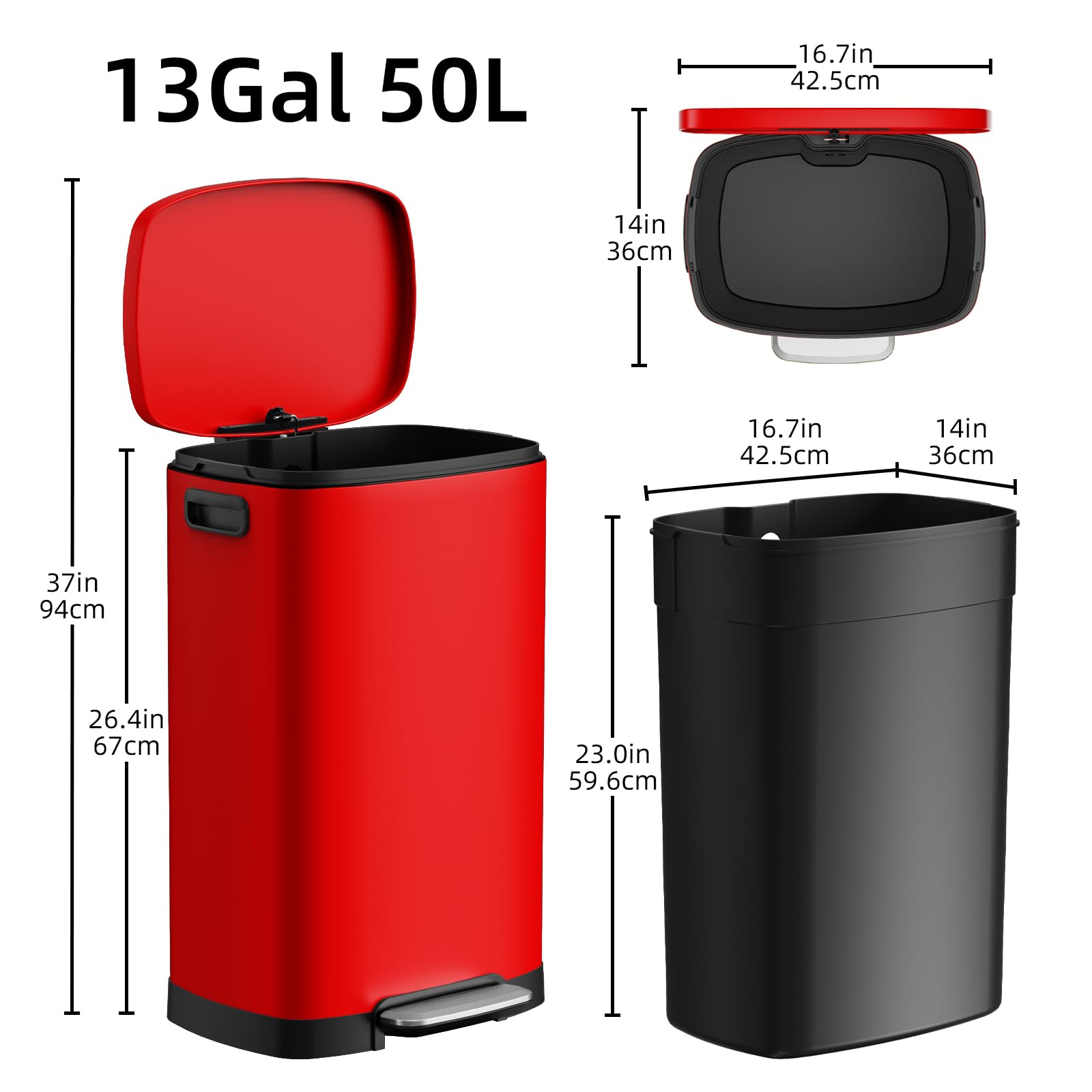 13 Gallon Trash Can with Lid