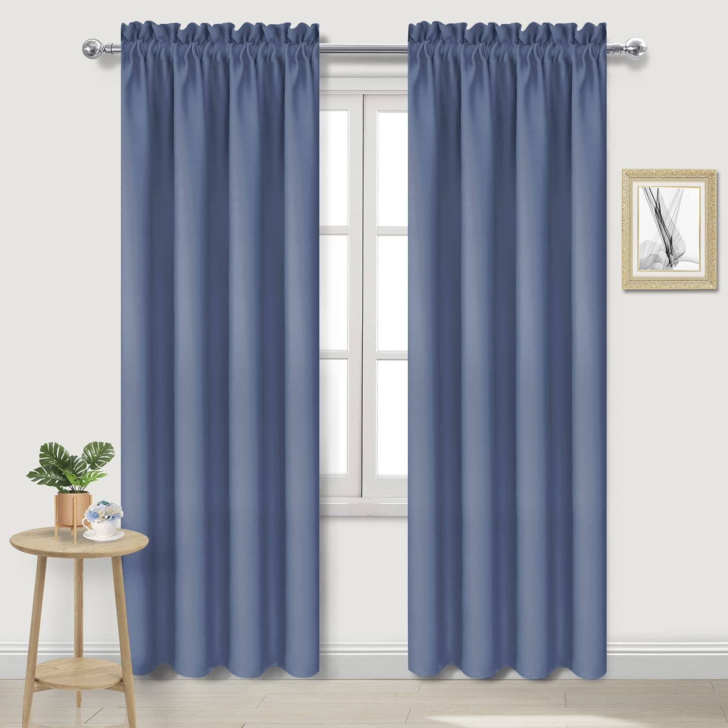 Blackout Curtains for Bedroom 42 x 84 Inch Long Dusty Blue 2 Panels (2 Count)