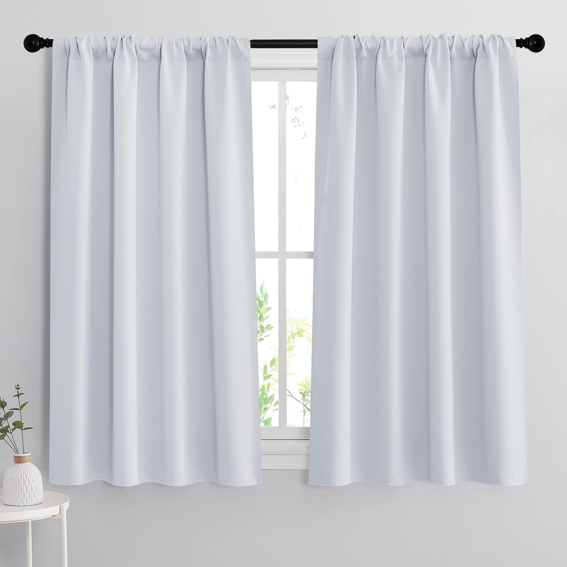 Small Window Curtains 45 inches Length for Kitchen Cafe Bathroom (2 Count)