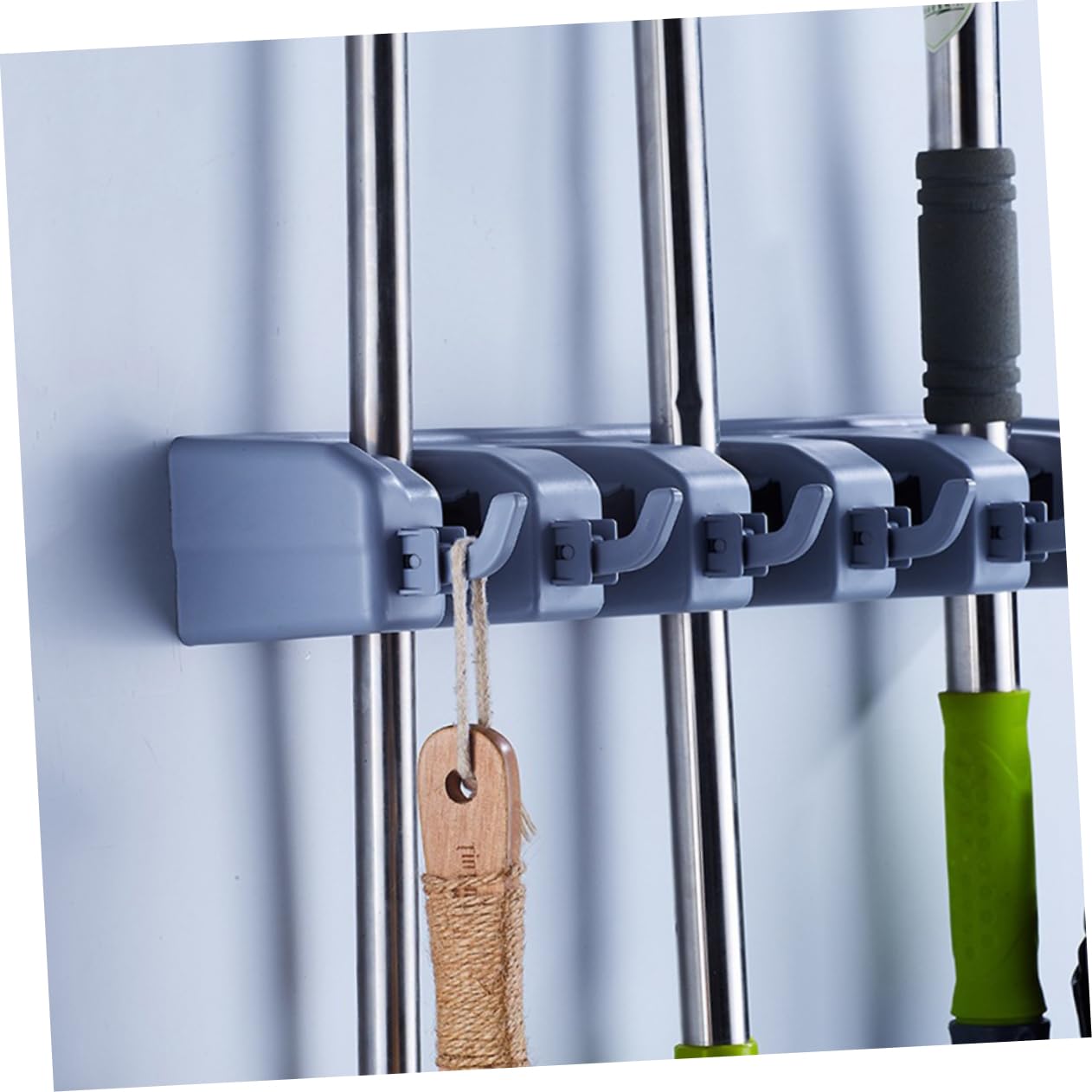 Wall mounted Mop Stand Bathroom Organizers for Holders Hook Wall Storage Organizer Kitchen Mop Broom Holder Over The Door Organizer Wall Mounted Storage Tool Storage Rack Blue