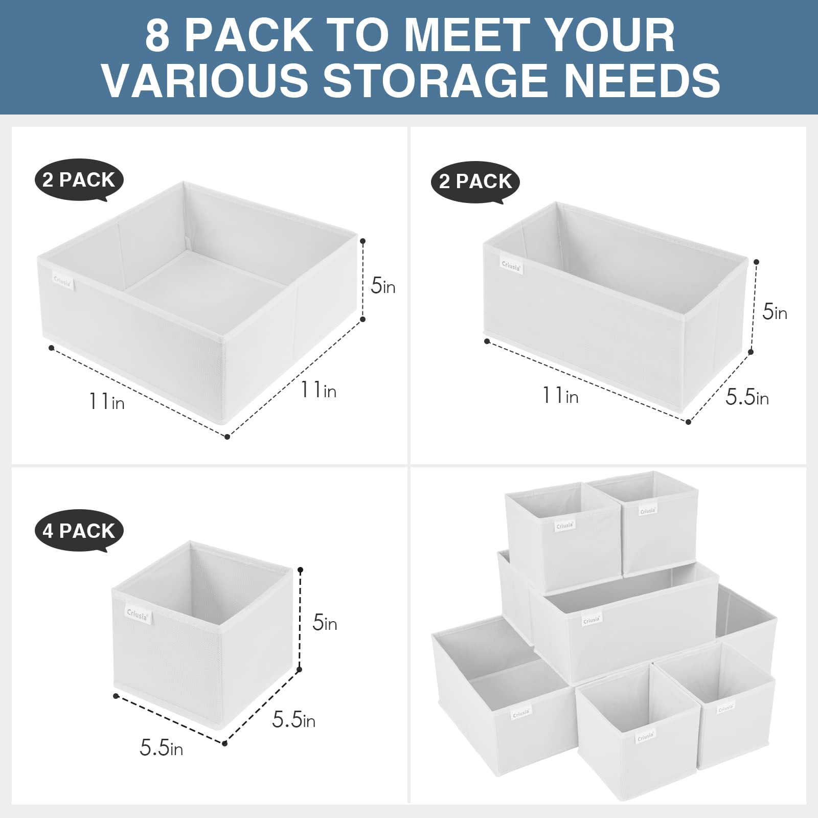 Drawer Organizer Clothes (8 Count)