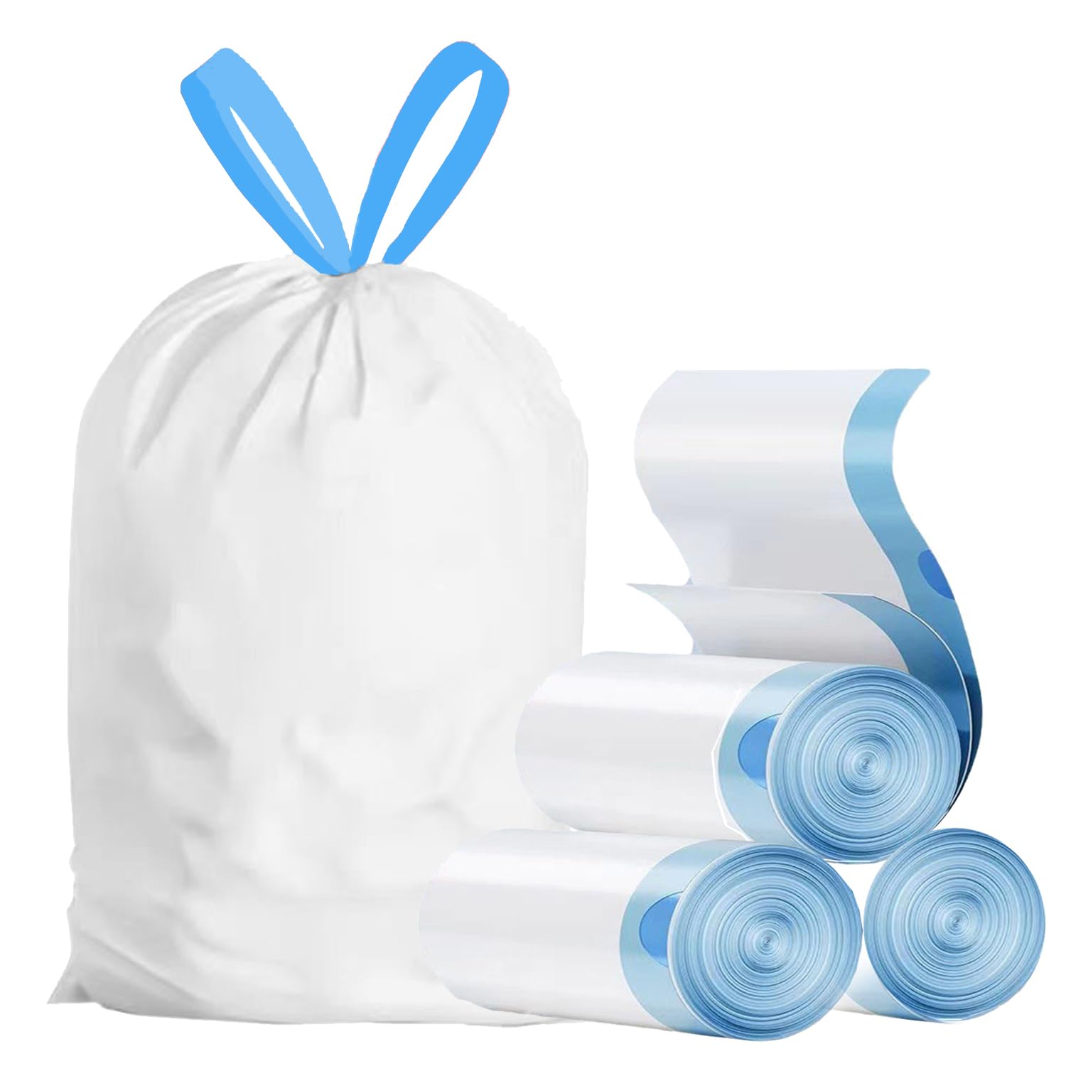15 Gallon white drawstring trash bags (60 Count)