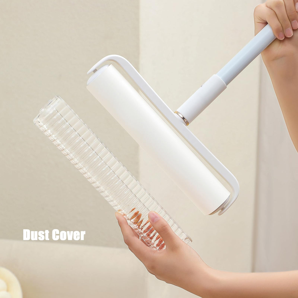 Floor Lint Roller Long Handle with Cover and 2 Refills for Pet Hair Extra Sticky Large 9.45 inch Lint Remover for Carpet Bedding Couch (180 Count)