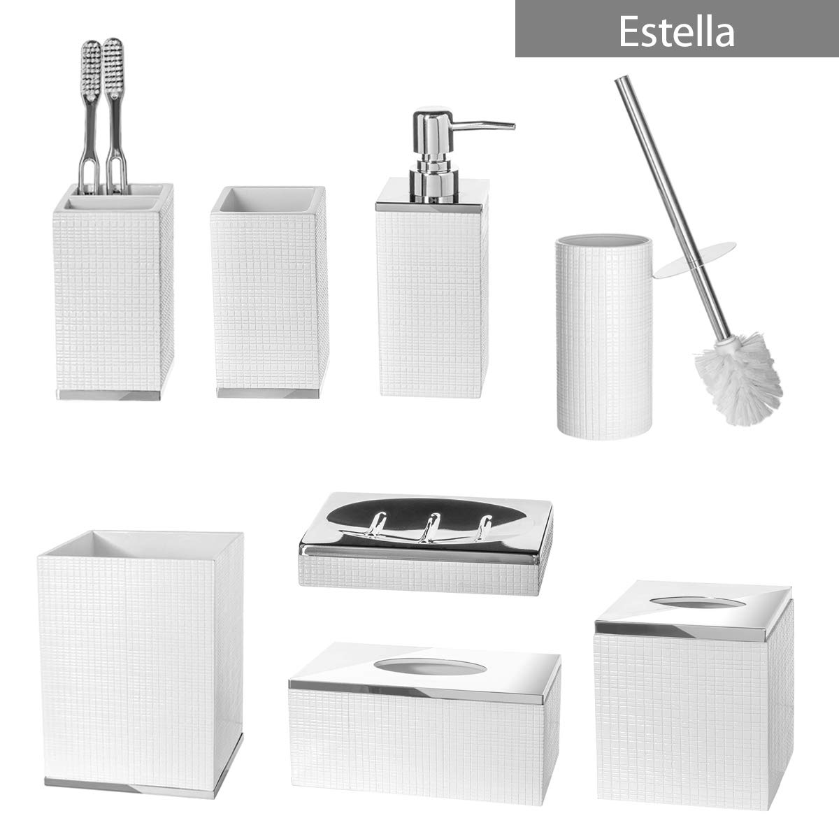 Estella White Toilet Brush Set