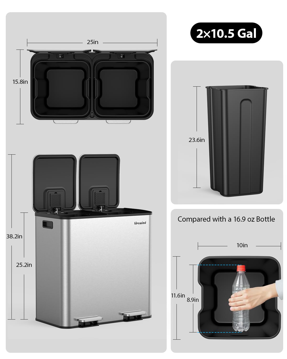 Trash Can 2 x 10.5 Gallon (2 Count)