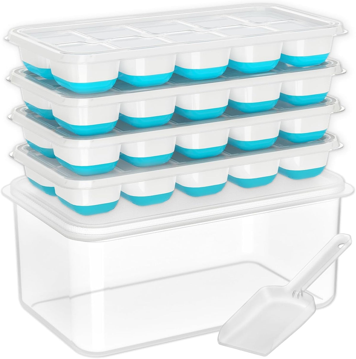 Ice Cube Tray with Lid and Bin (56 Count)