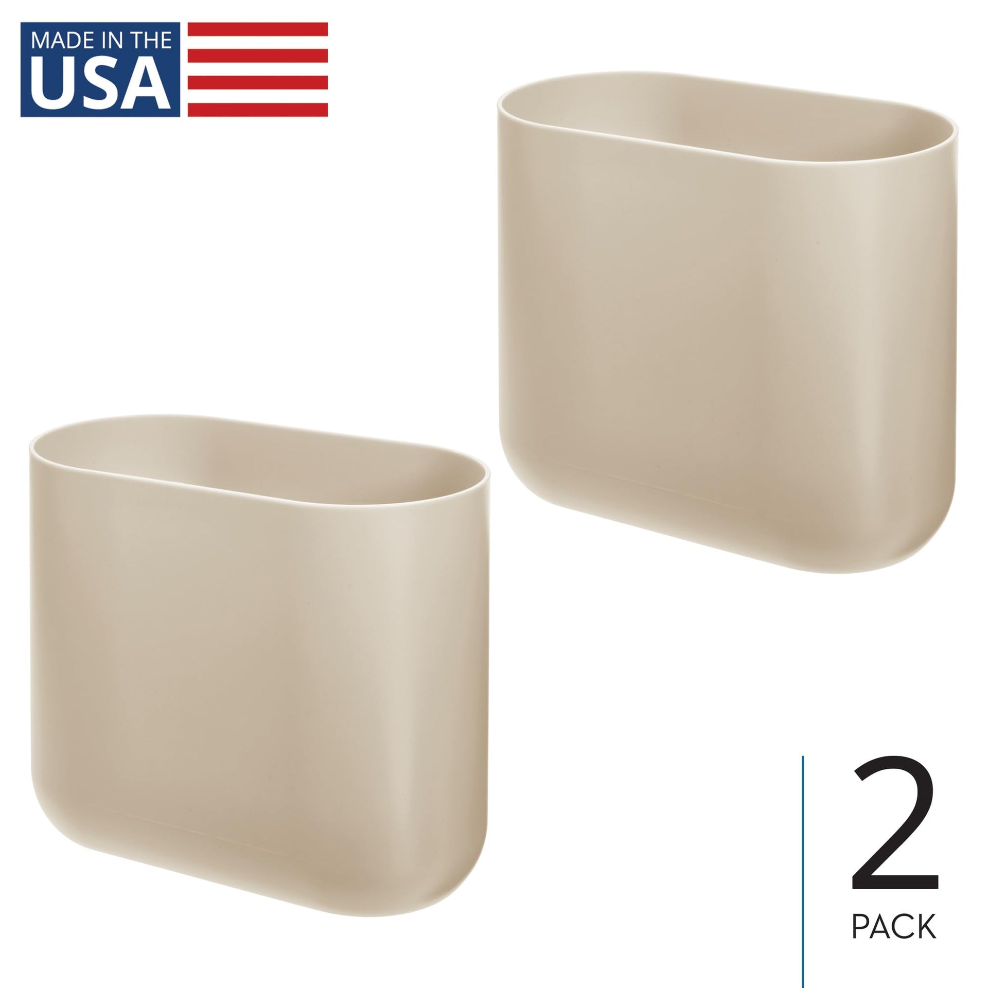 Small Slim Plastic Bathroom Trash Can (2 Count)