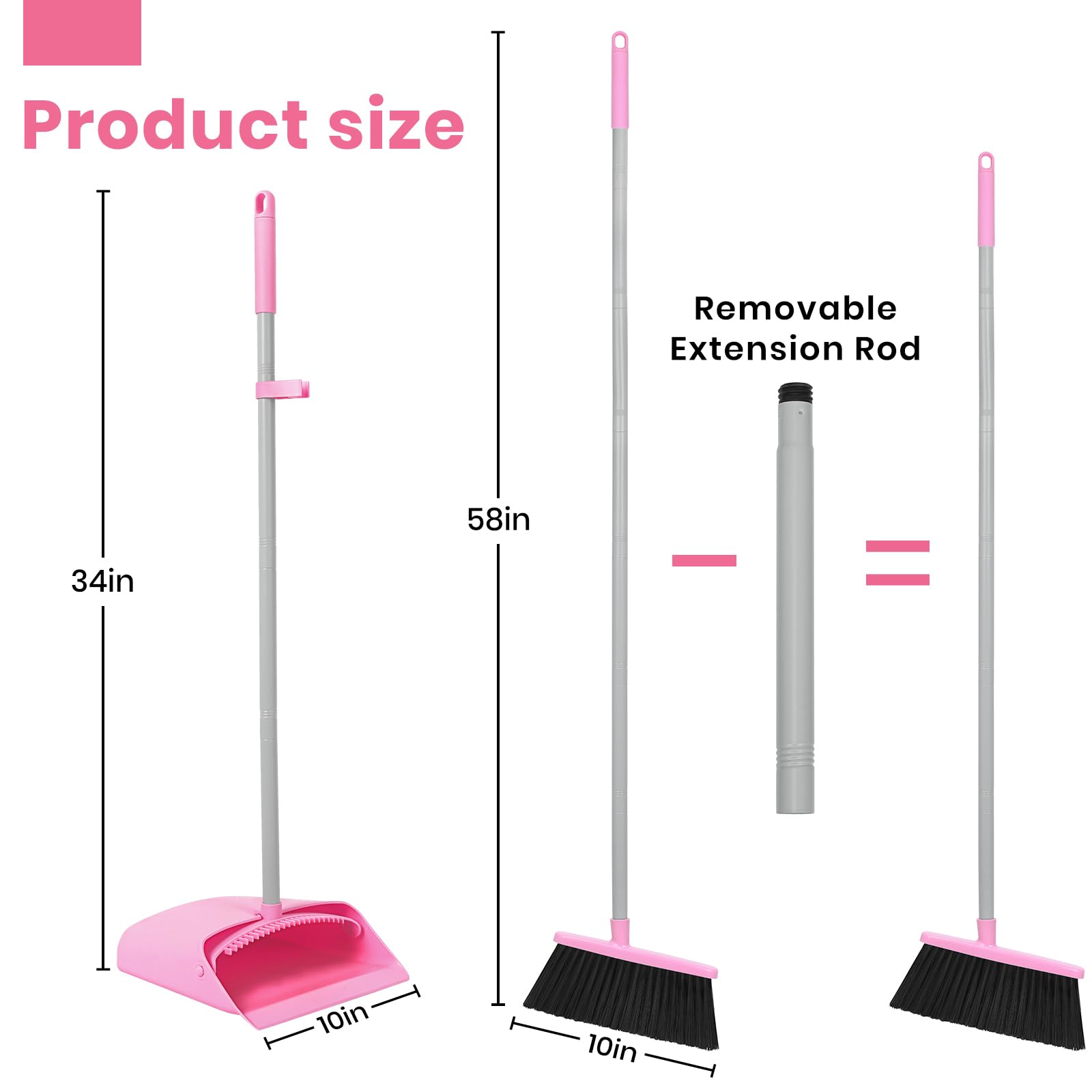 Pink Broom and Dustpan Set