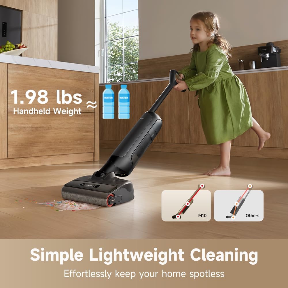 MOVA M10 Cordless Wet Dry Vacuum Cleaner 180° Lie-Flat Smart Vacuum Mop All in One for Hard Floor, 167°F Flashdry Self-Cleaning, Zero inch Dual-Edge Cleaning, 18000Pa Suction, Zero-Tangle for Pet Hair - ModHome Supplies