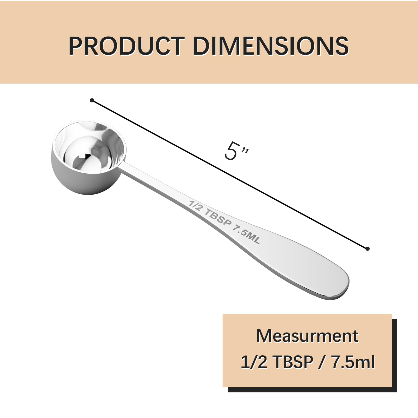 1PCS 1/2TBSP(7.5ML) Measuring Spoon, 18/8(304) Stainless Steel Tablespoon