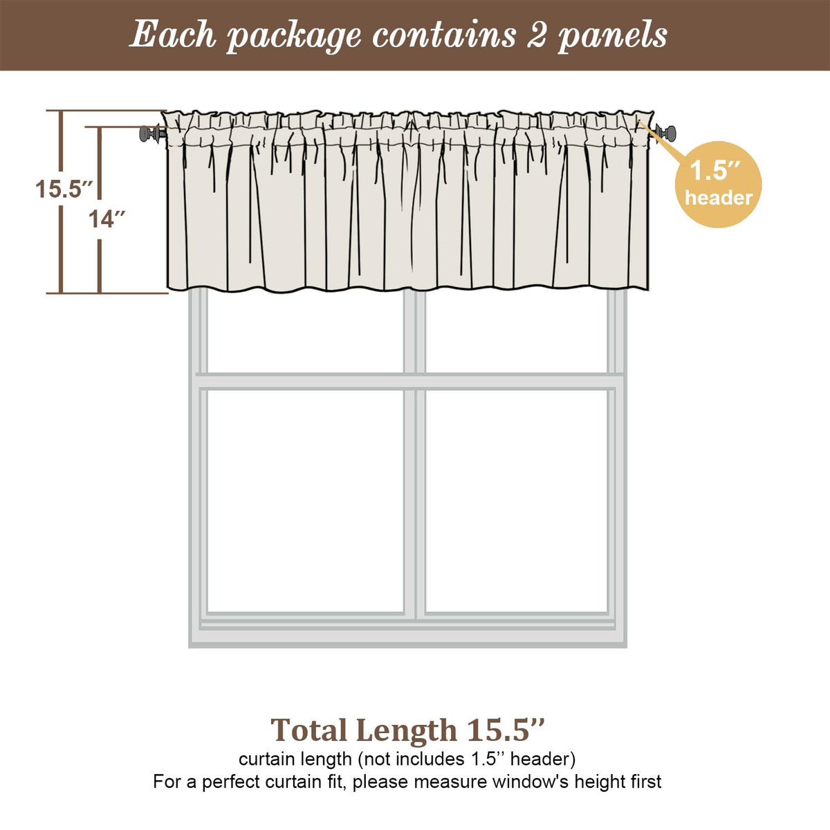 Light Blue Sheer Valances for Windows 2 Pack (2 Count)