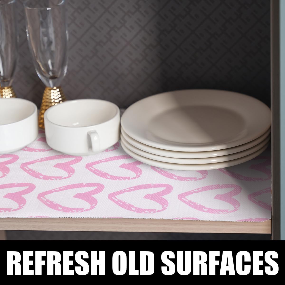 Pink Heart Drawer Liner for Cabinets Non (1417.2 sq in)