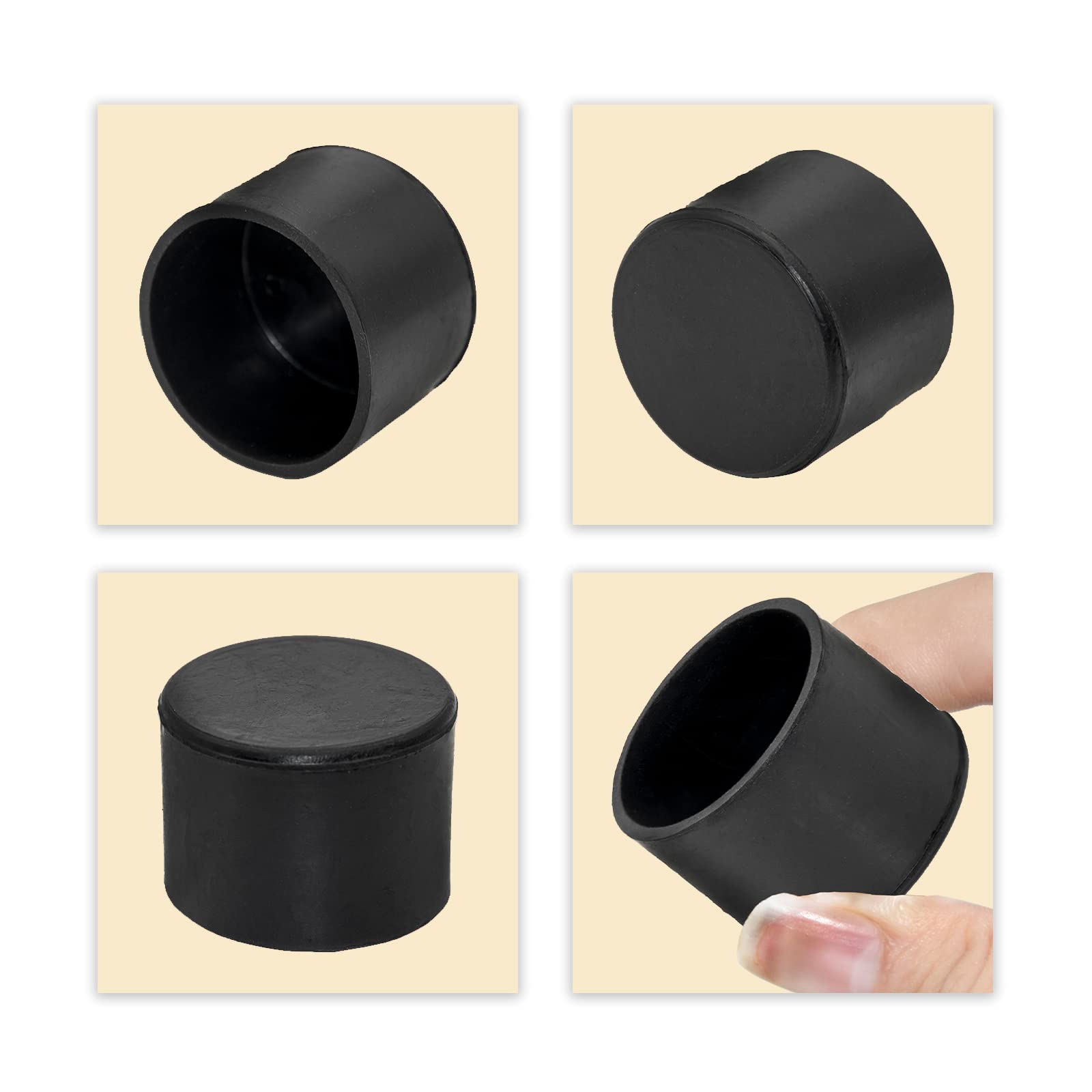 4 Pieces 45mm Rubber Chair Leg Caps Round (4 Count)