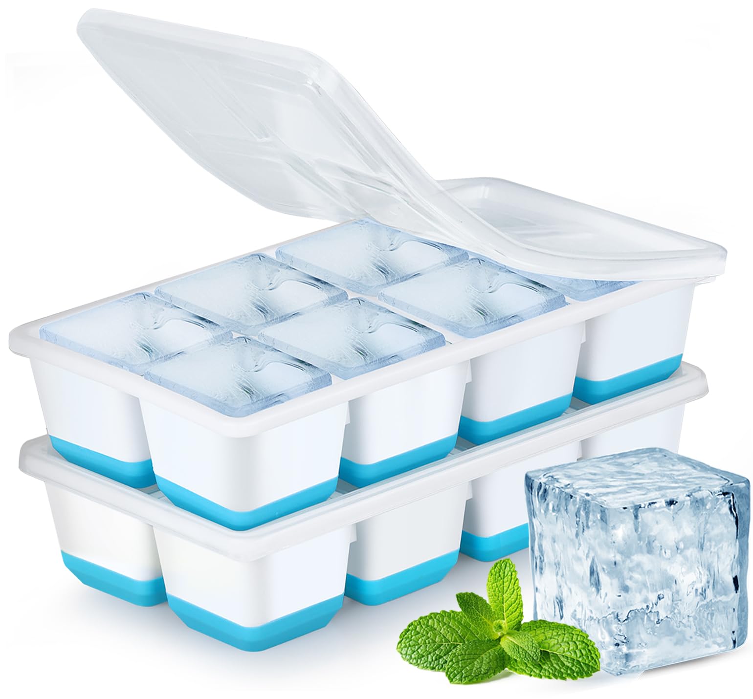 Large Ice Cube Trays with Lid (2 Count)