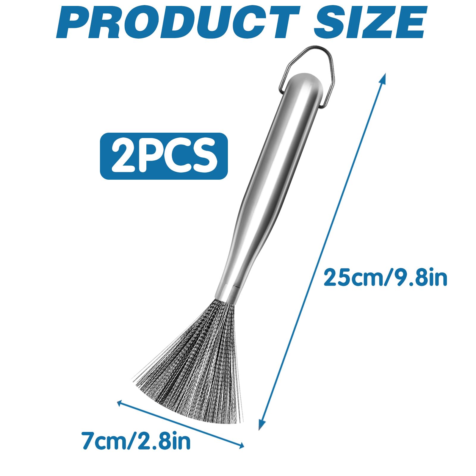 2Pcs 304 Stainless Steel Pot Brushes (2 Count)