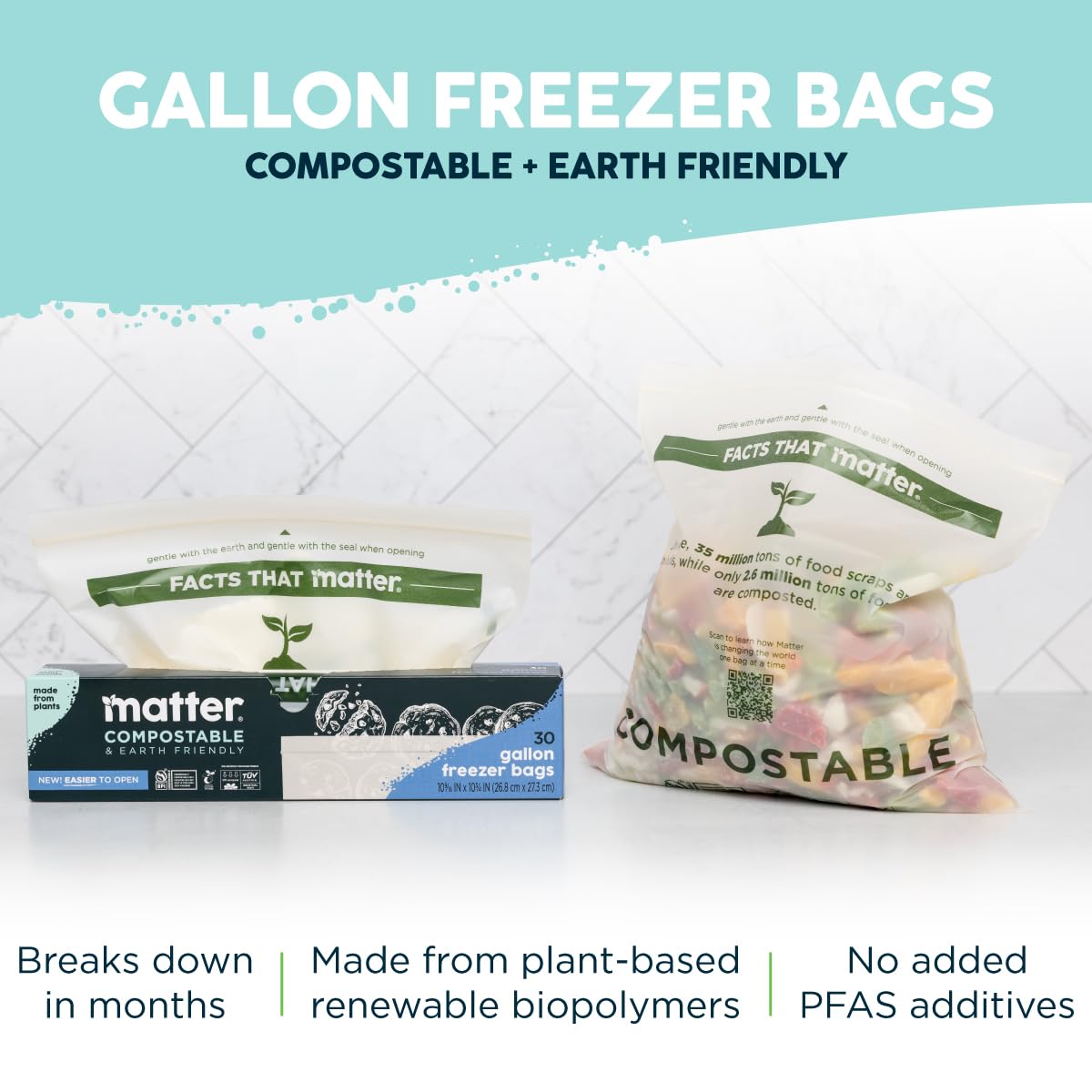 Compostable Gallon Freezer Bags (30 Count)