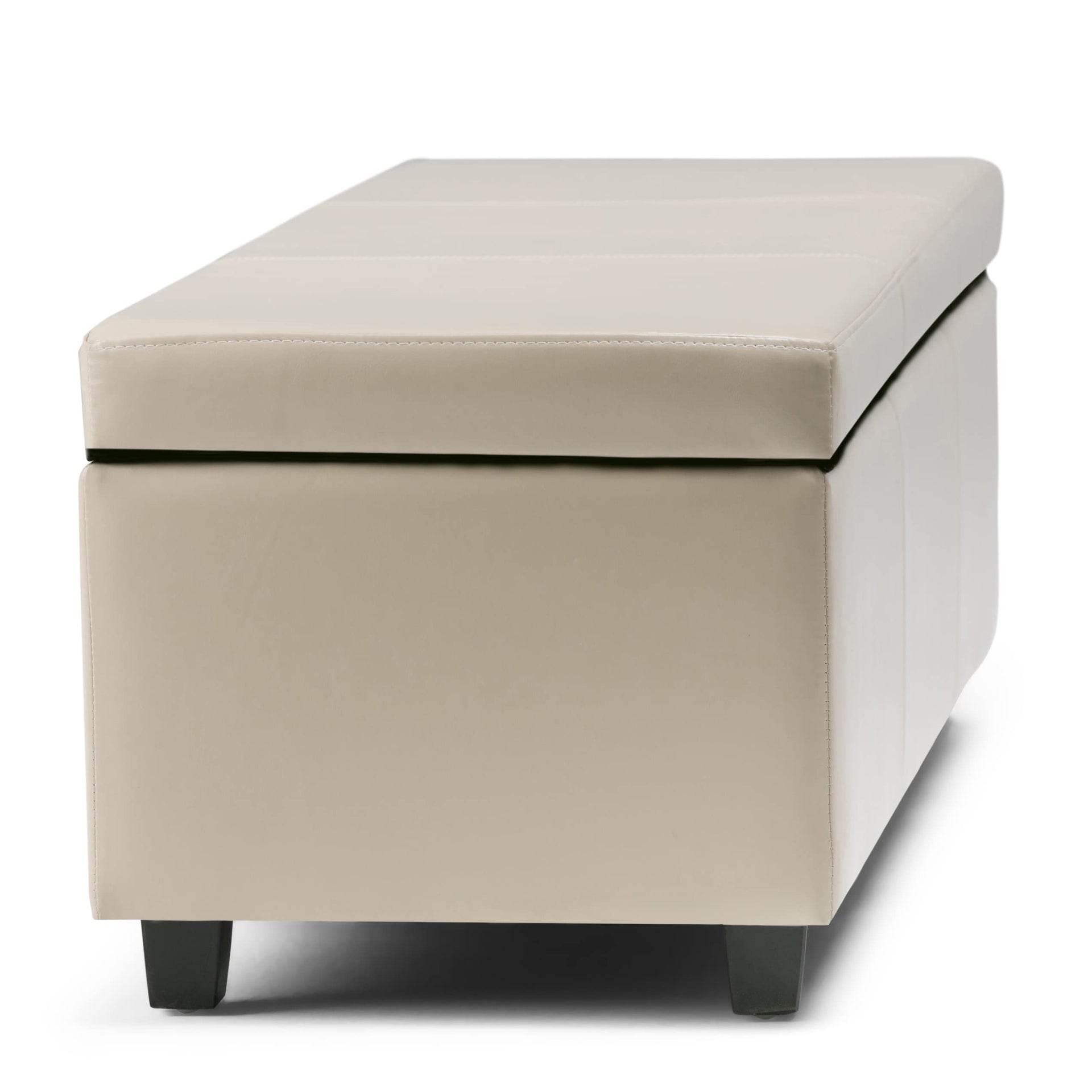 Avalon 54" Wide Linen Look Fabric Storage Ottoman in Fawn Brown