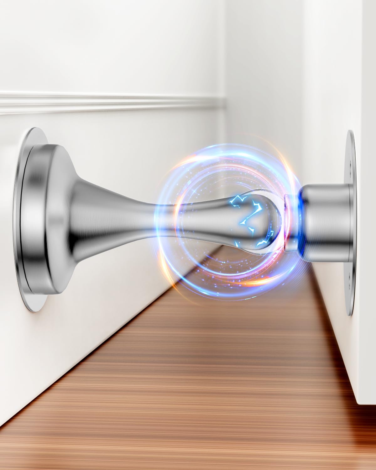 Door Stops for Bottom of Door Magnetic Door Catch Wall Mount 1 Pack Silver