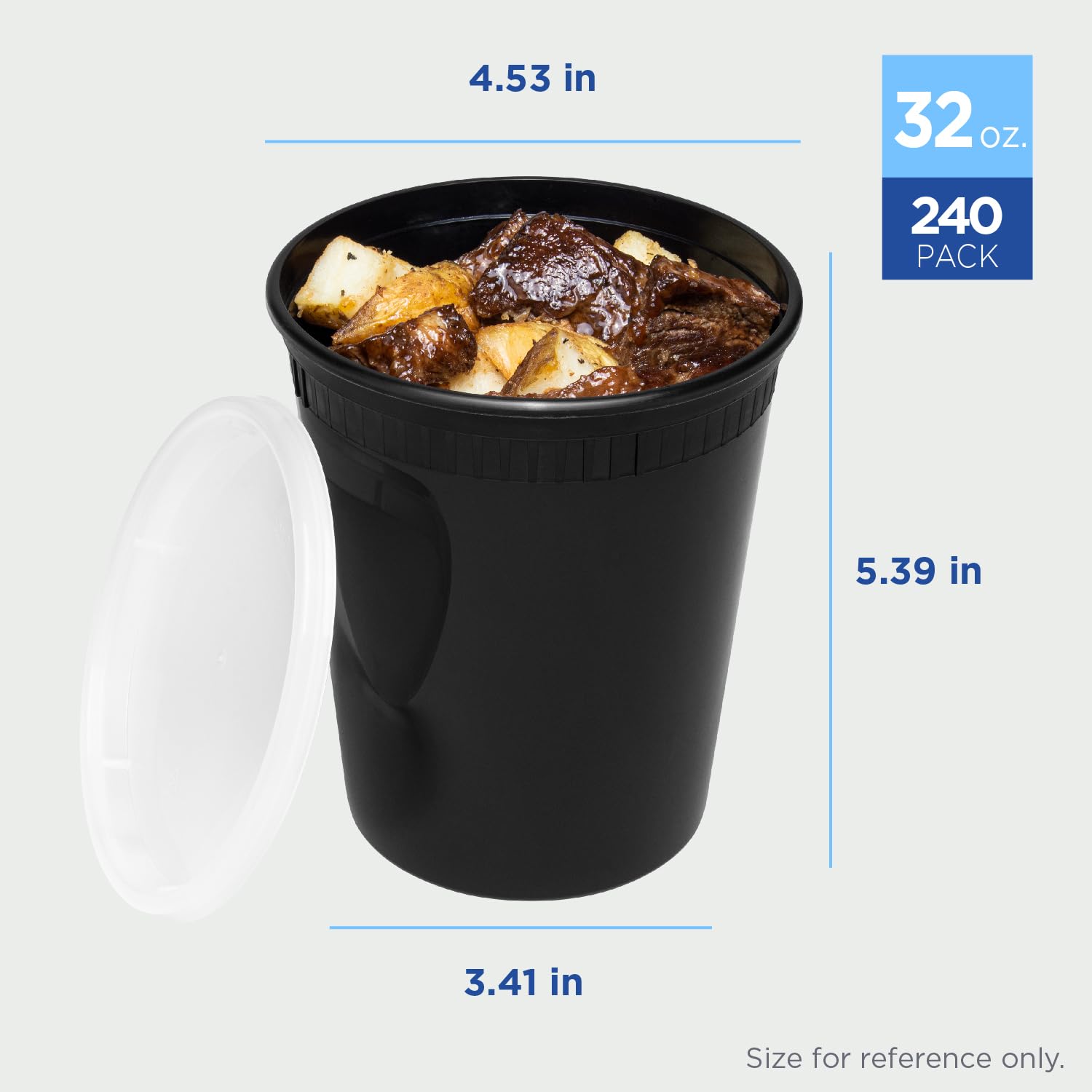 32oz 240 ct Black PP Injection Molded Round Deli Containers with Lids (240 Count)