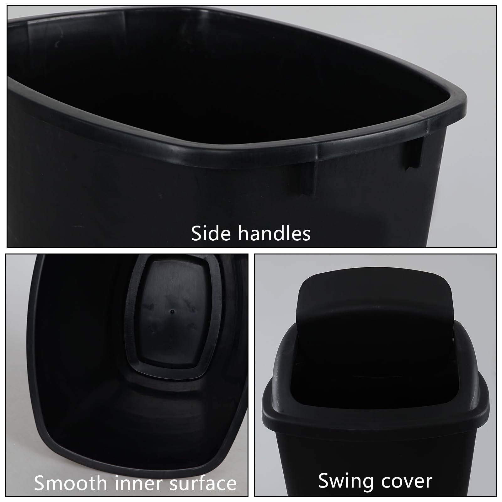4 Pack 13 Gallon Plastic Garbage Cans with Swing Lid (4 Count)