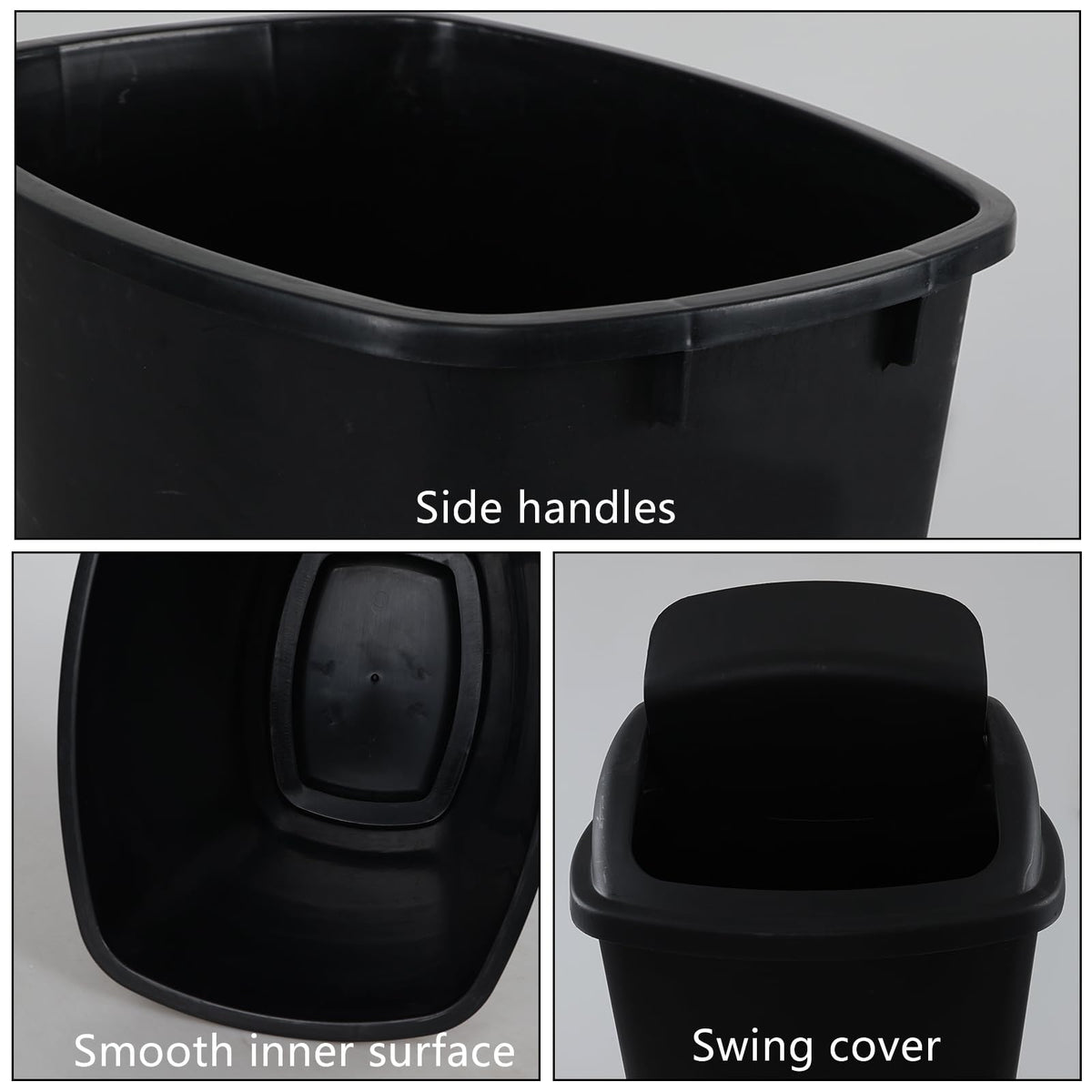 4 Pack 13 Gallon Plastic Garbage Cans with Swing Lid (4 Count)