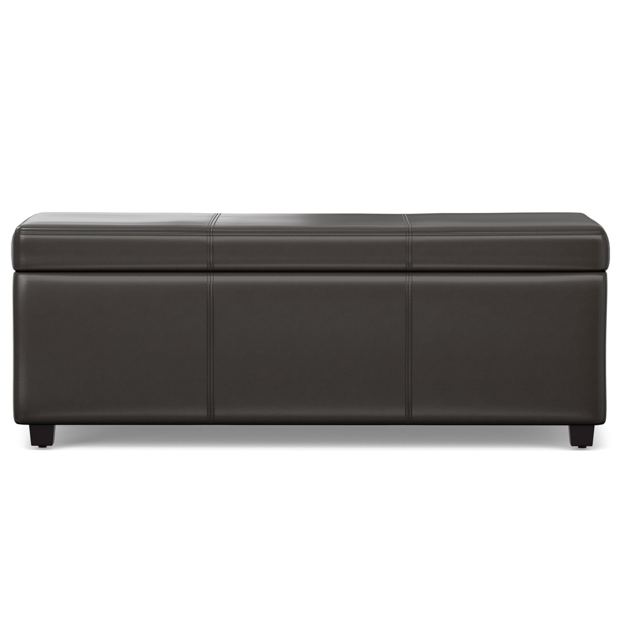 Avalon 44" Wide Vegan Leather Storage Ottoman in Tanners Brown