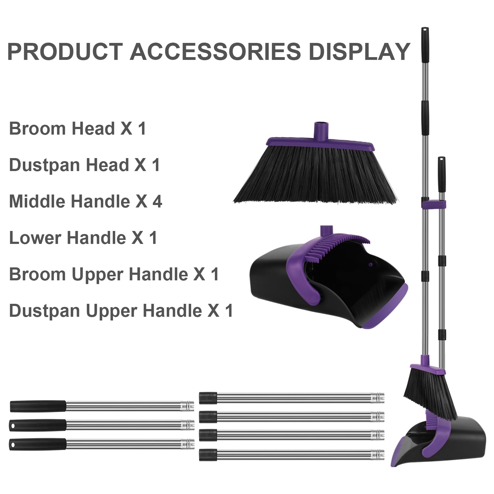 Purple Broom and Dustpan Combo Set